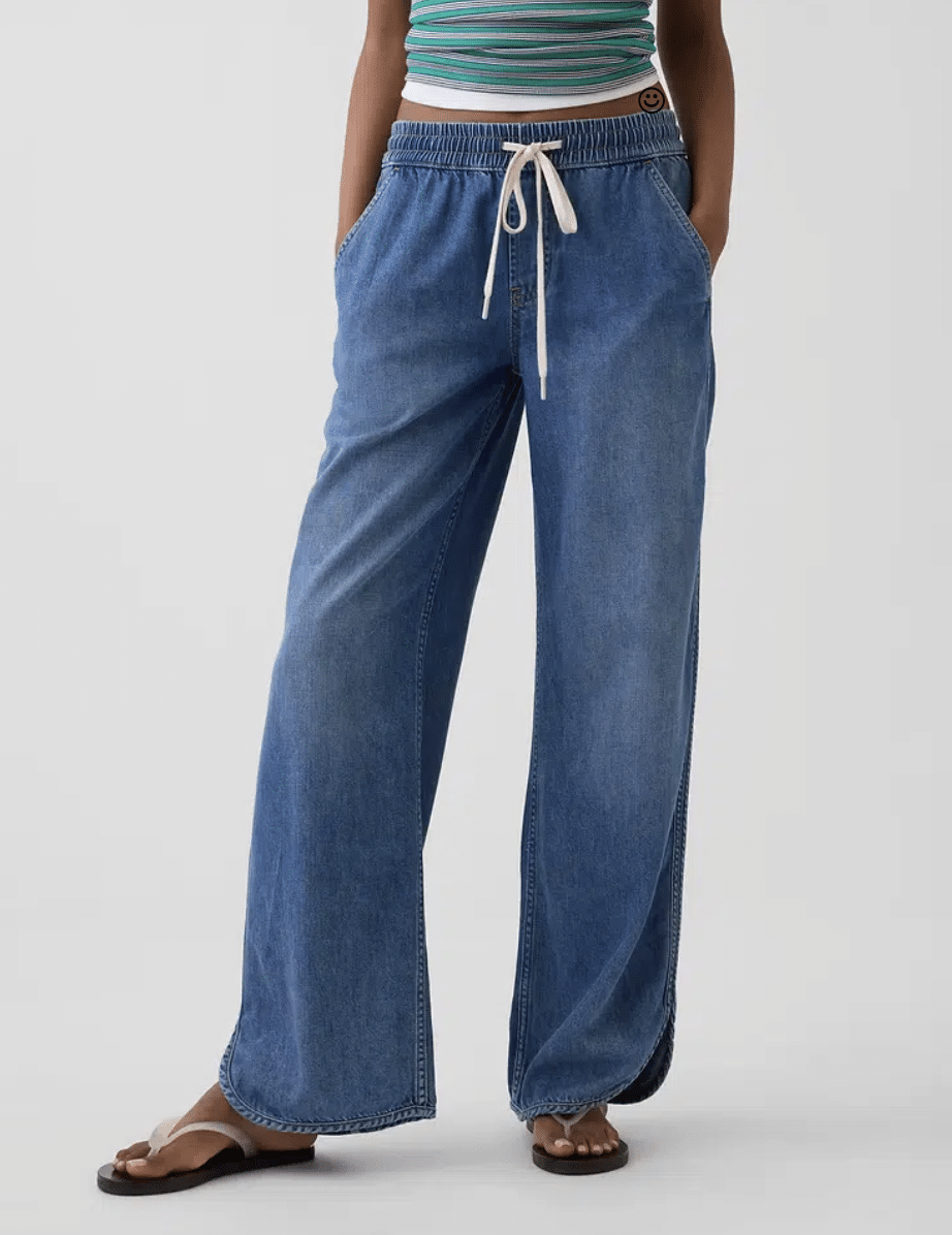 gap ultrasoft 90s loose dolphin hem jeans