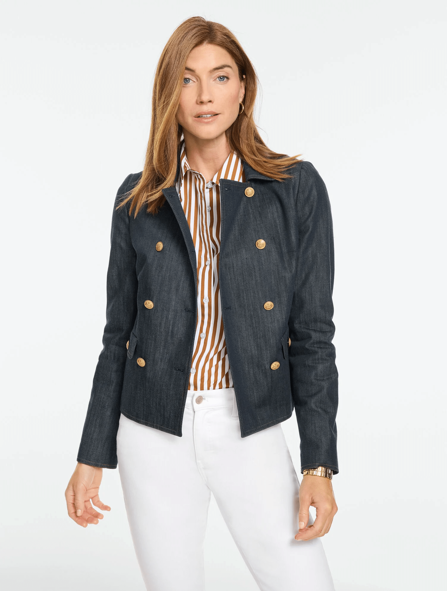 talbots refined denim short jacket