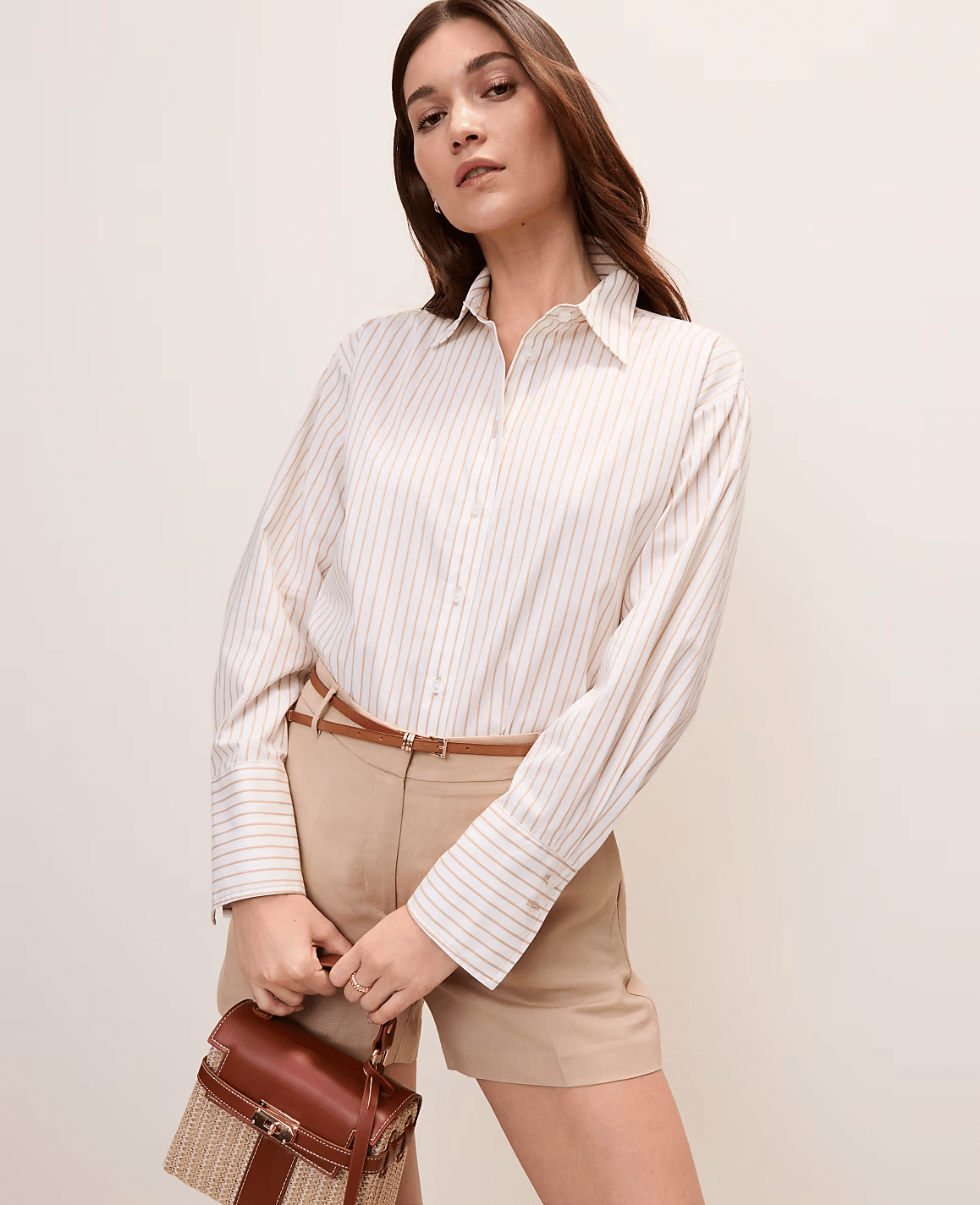 ann taylor striped button down shirt