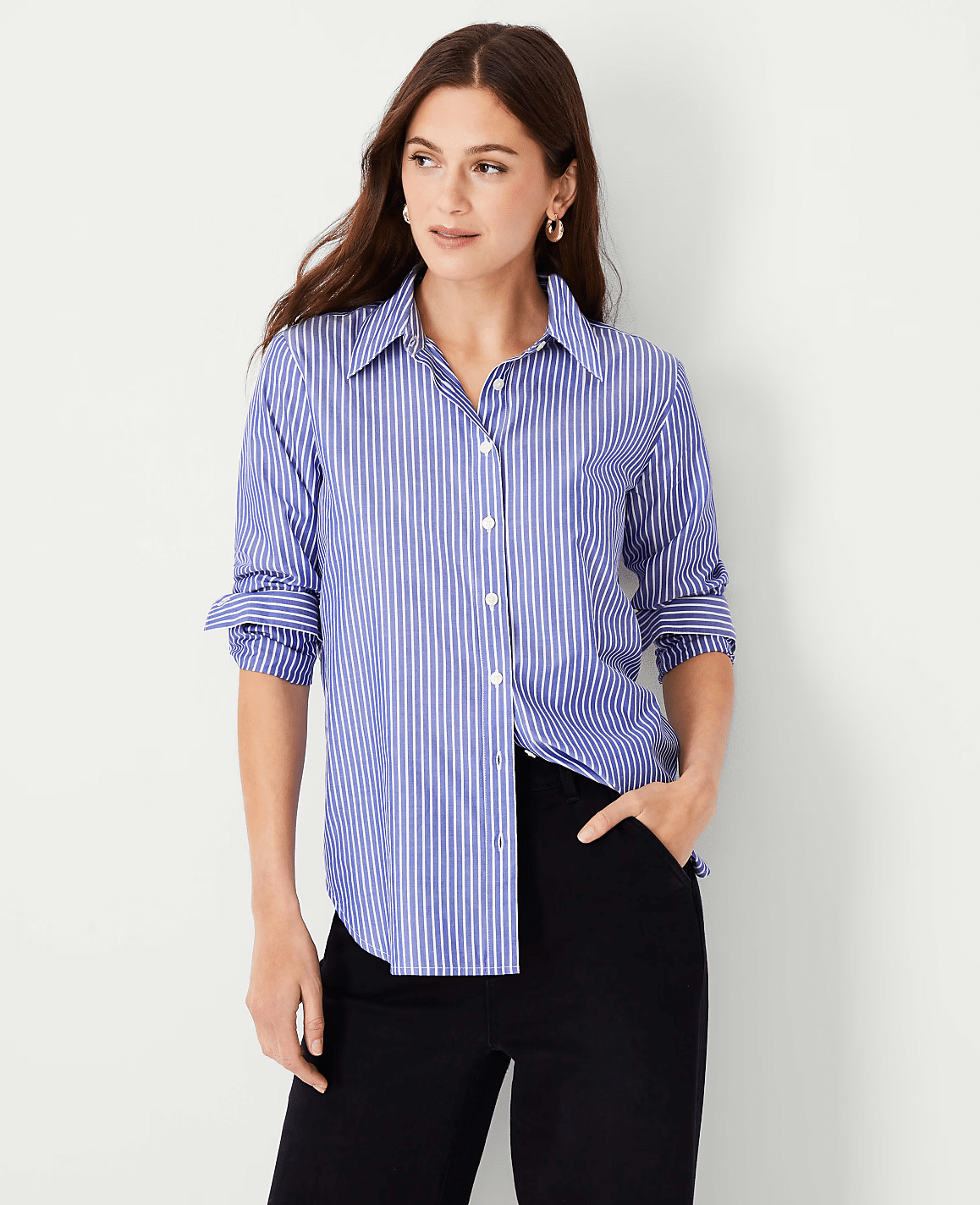 ann taylor striped relaxed perfect shirt