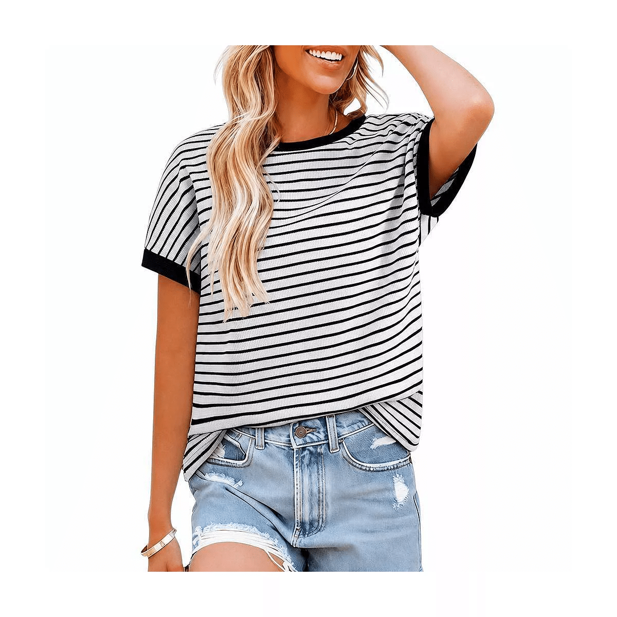 striped crewneck knit top from Kohls
