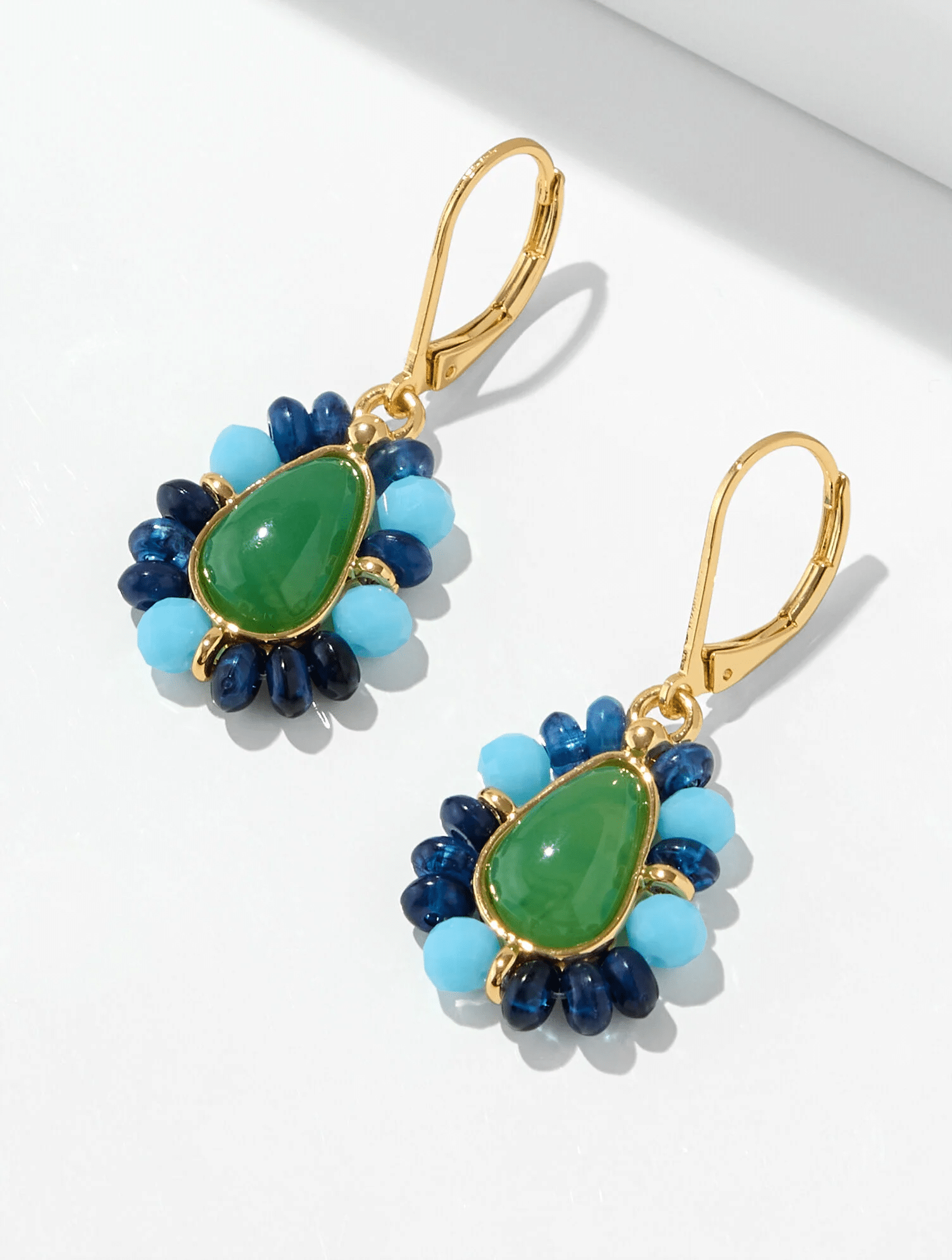 amaru drop earrings with blue and green stones from talbots