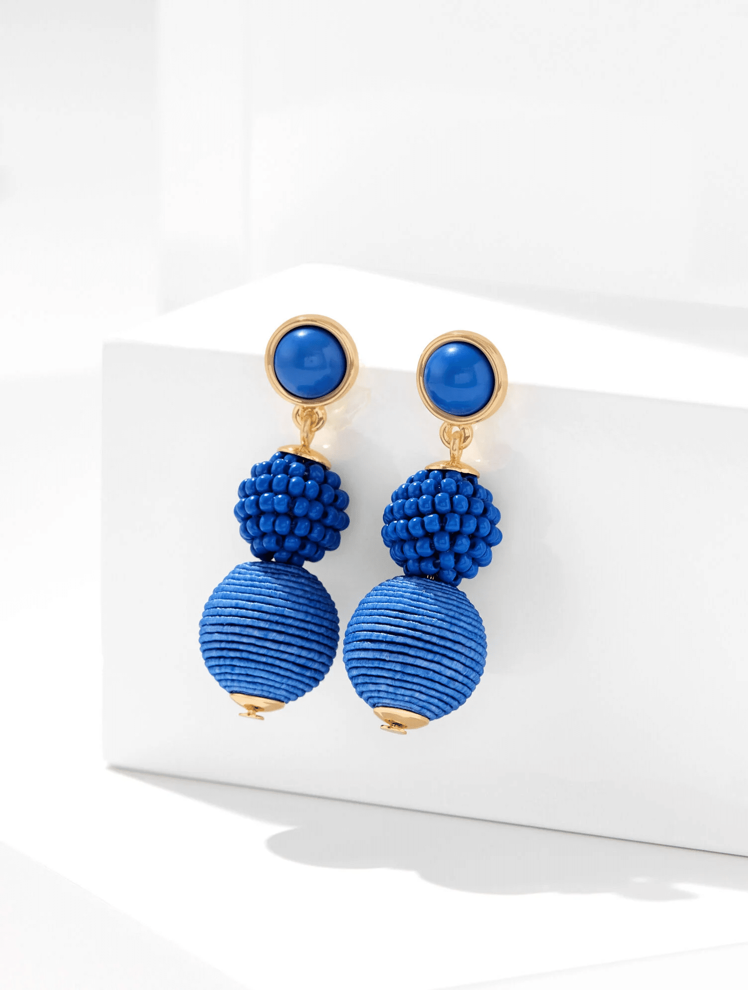 martha linear earrings from talbots in bright blue