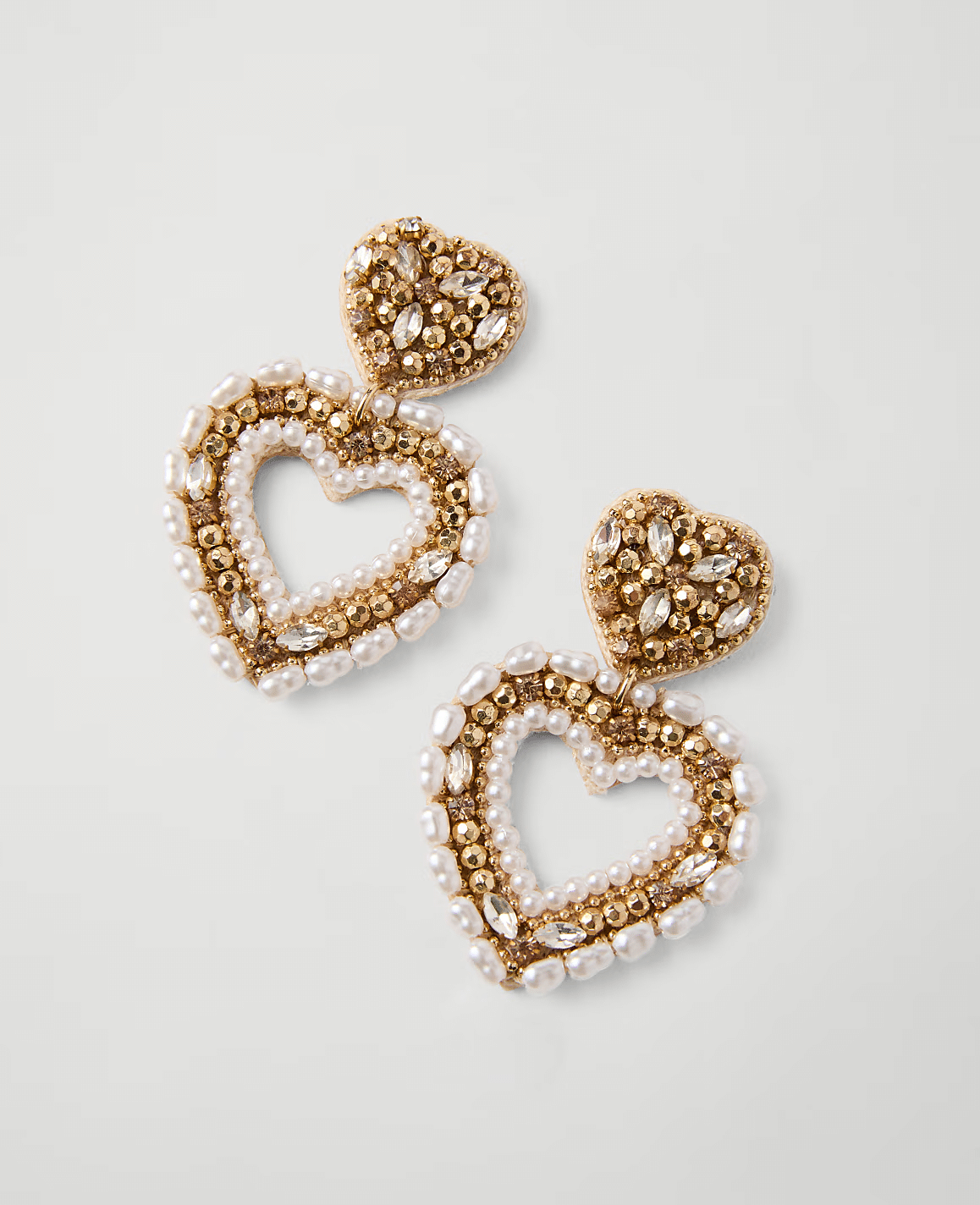 pearlized heart drop earrings from ann taylor