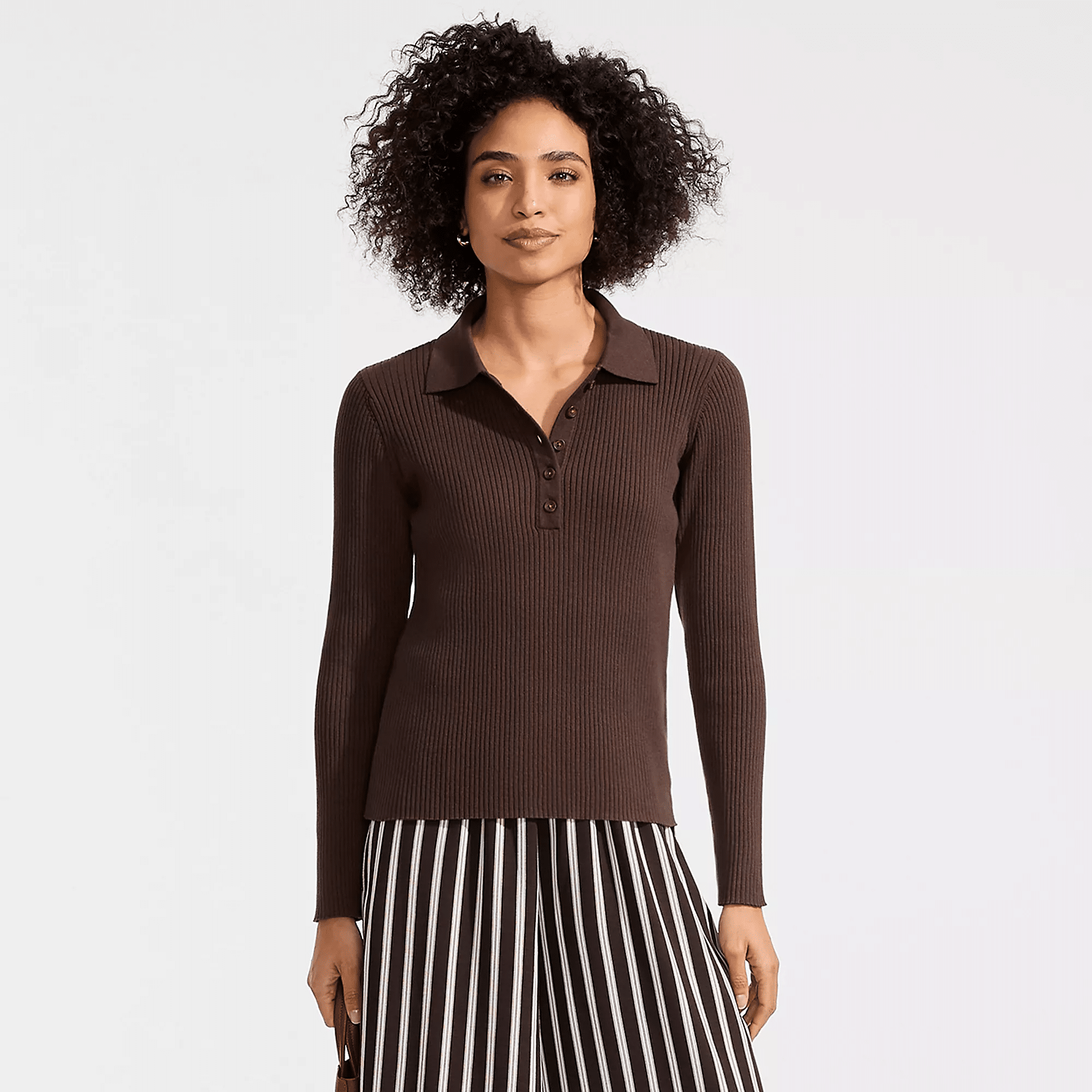 lands end cotton ribbed polo sweater