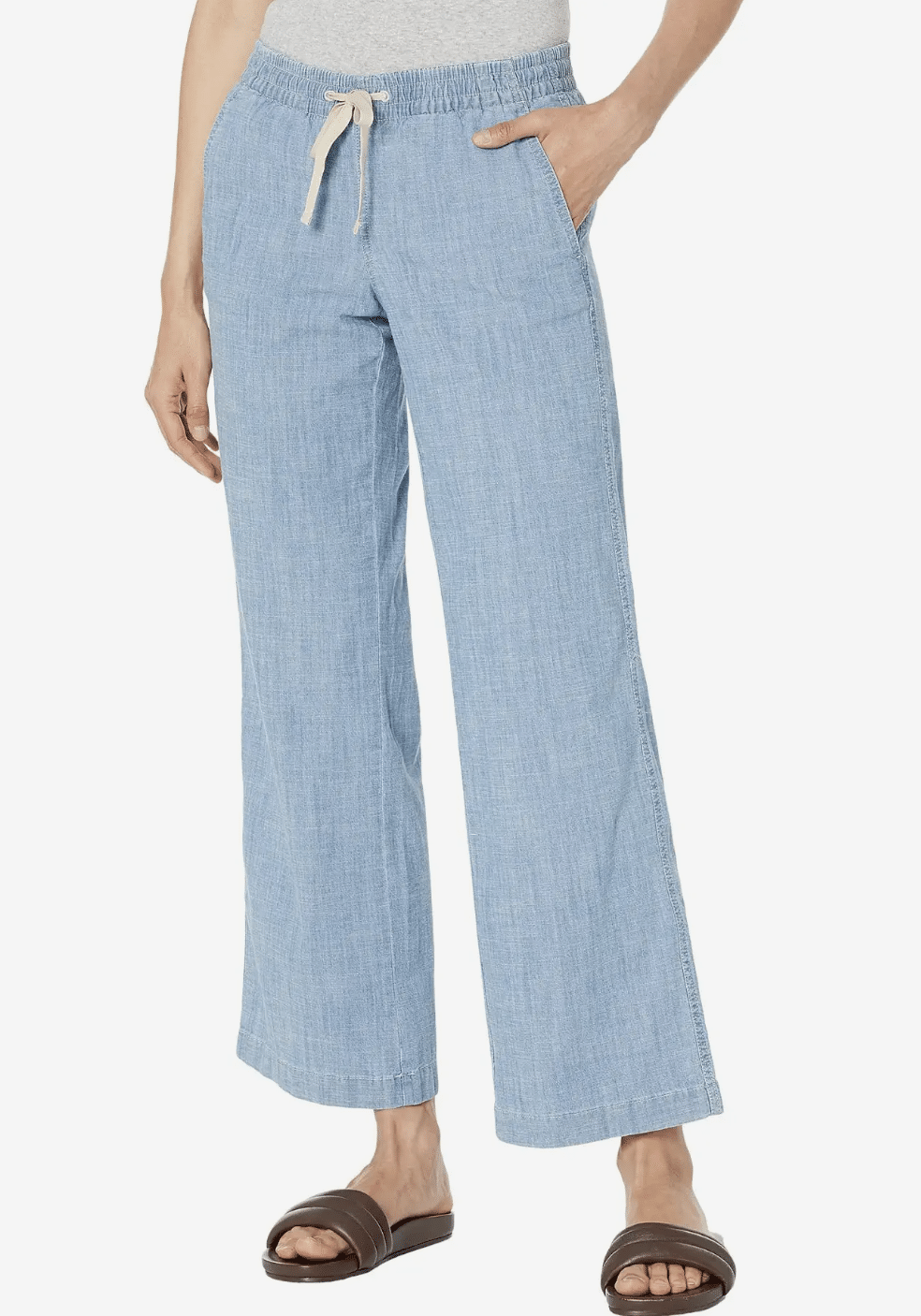 l.l. bean lakewashed pull on wide leg pants