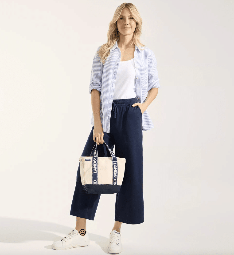 lands' end sport knit wide-leg crop pants