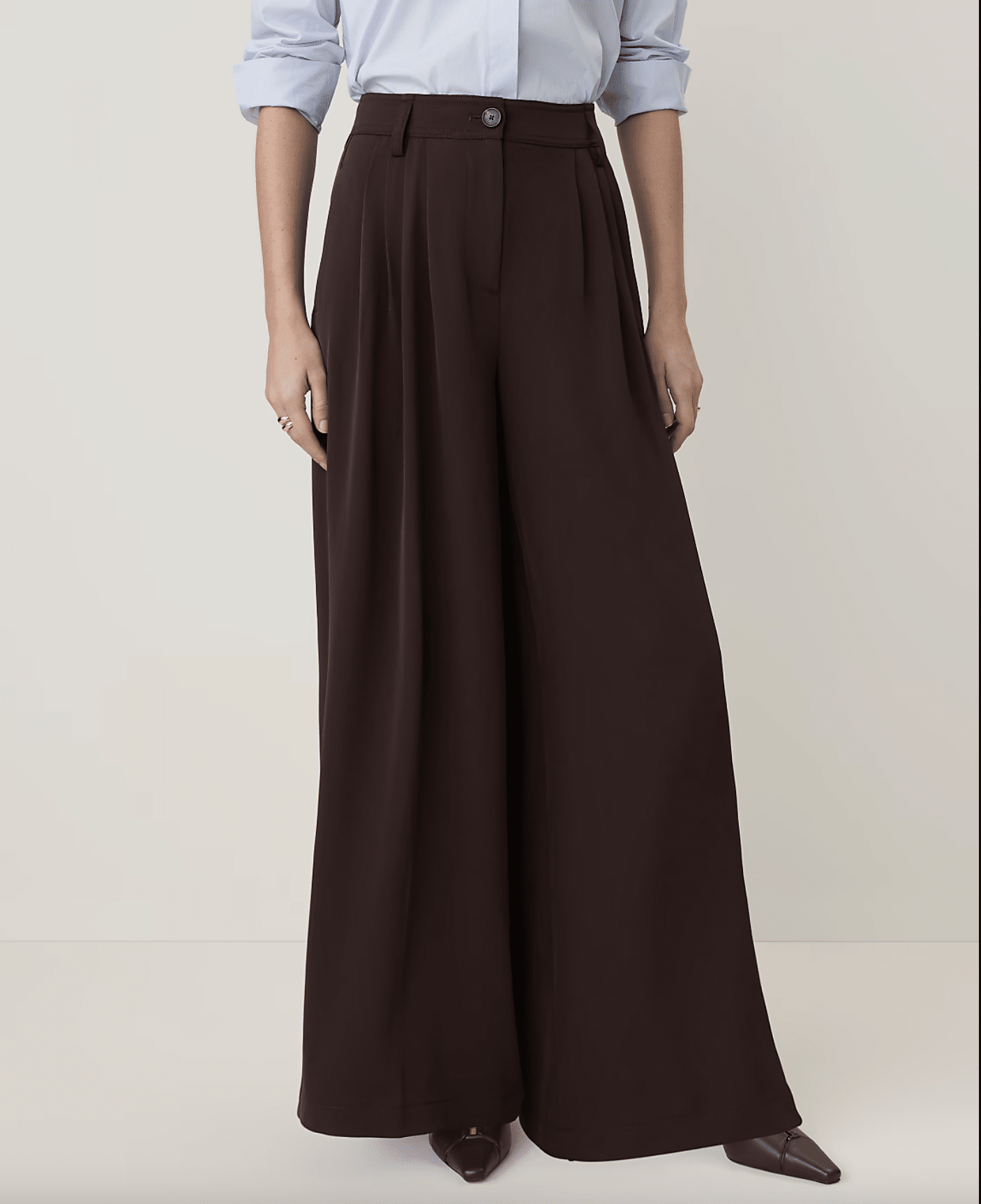 ann taylor multi-pleated wide leg pants