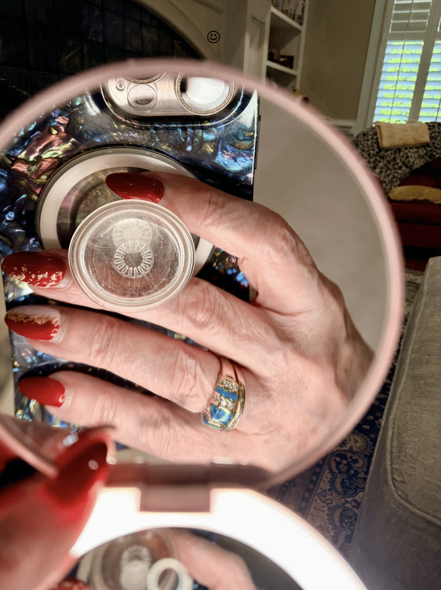 The 10x magnification of the Nikoli travel makeup mirror