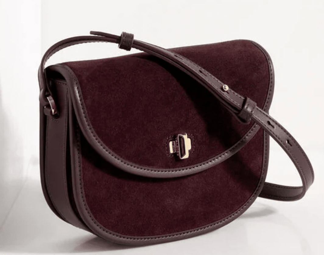 talbots sierra suede polished saddle bag