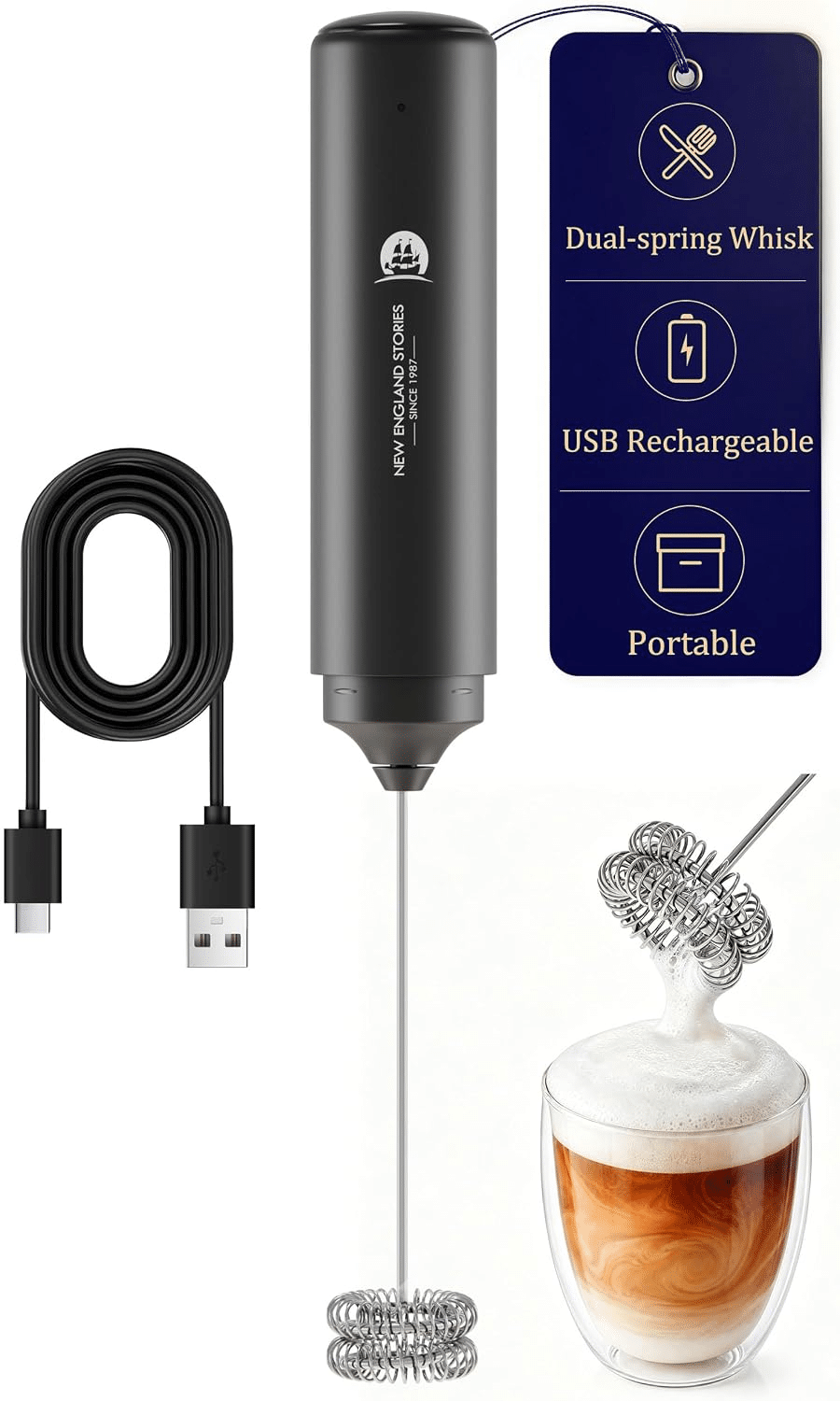 rechargeable handheld milk frother