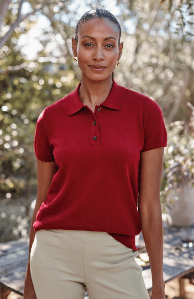 J.Jill Cotton Cashmere Polo in crimson