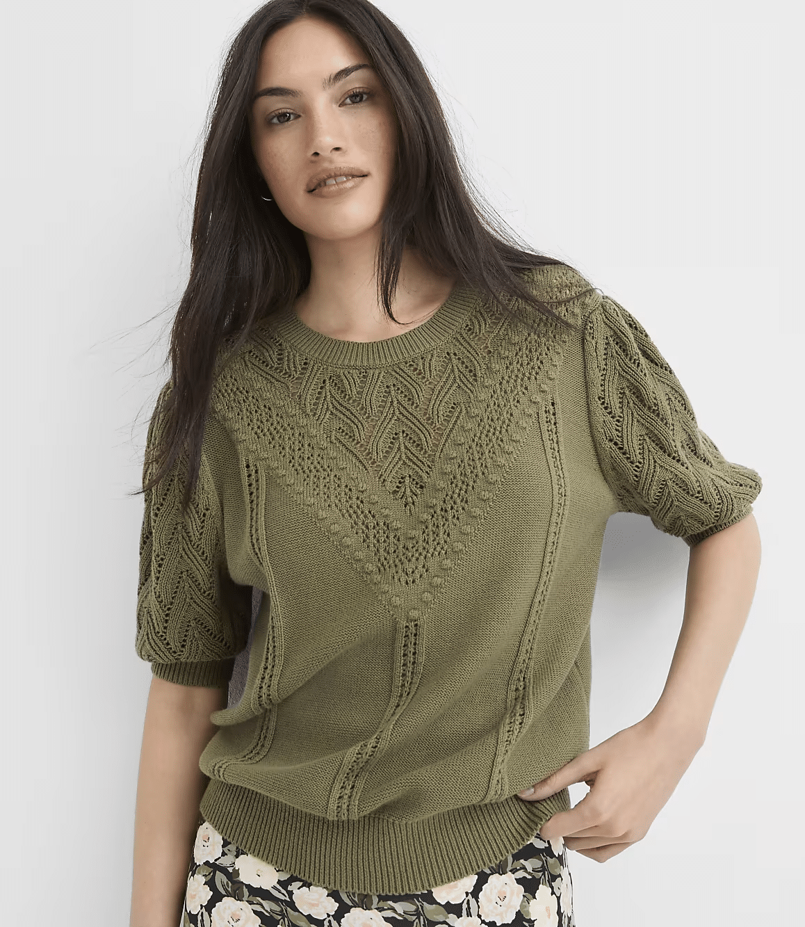 Loft Elbow Sleeve Sweater Tee in Oregano