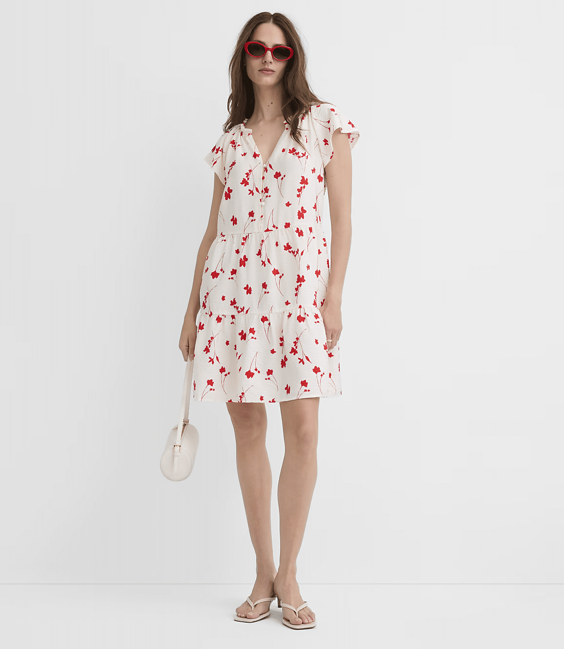 loft floral flutter tiered mini dress