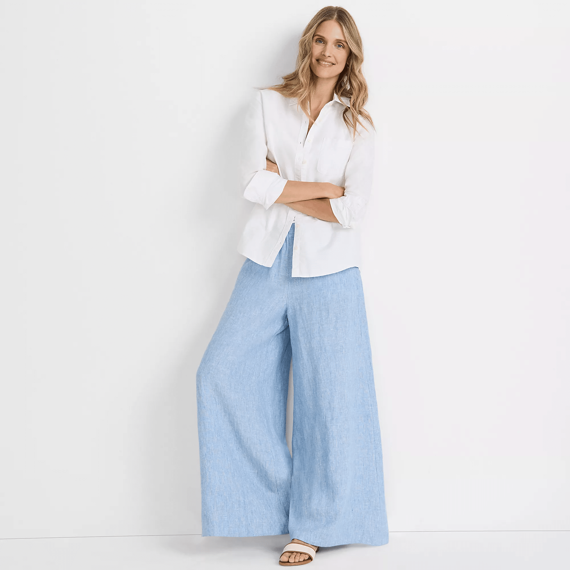 Linen High-Rise Palazzo Pants from Land's End