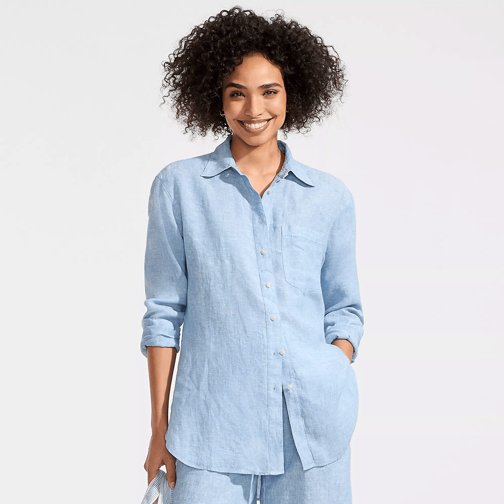 Land's End  linen oversize button front shirt