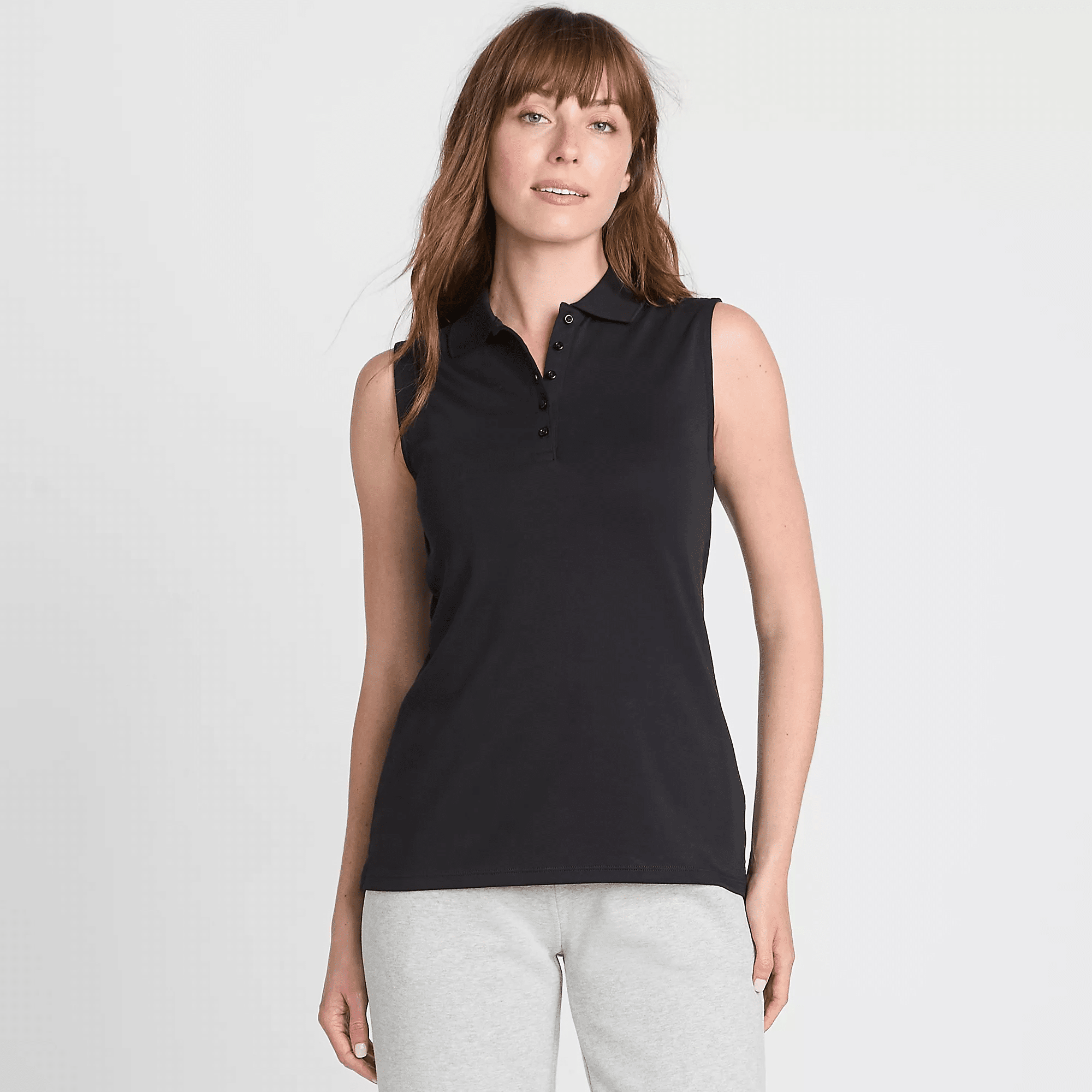 Land's End  black cotton polo top