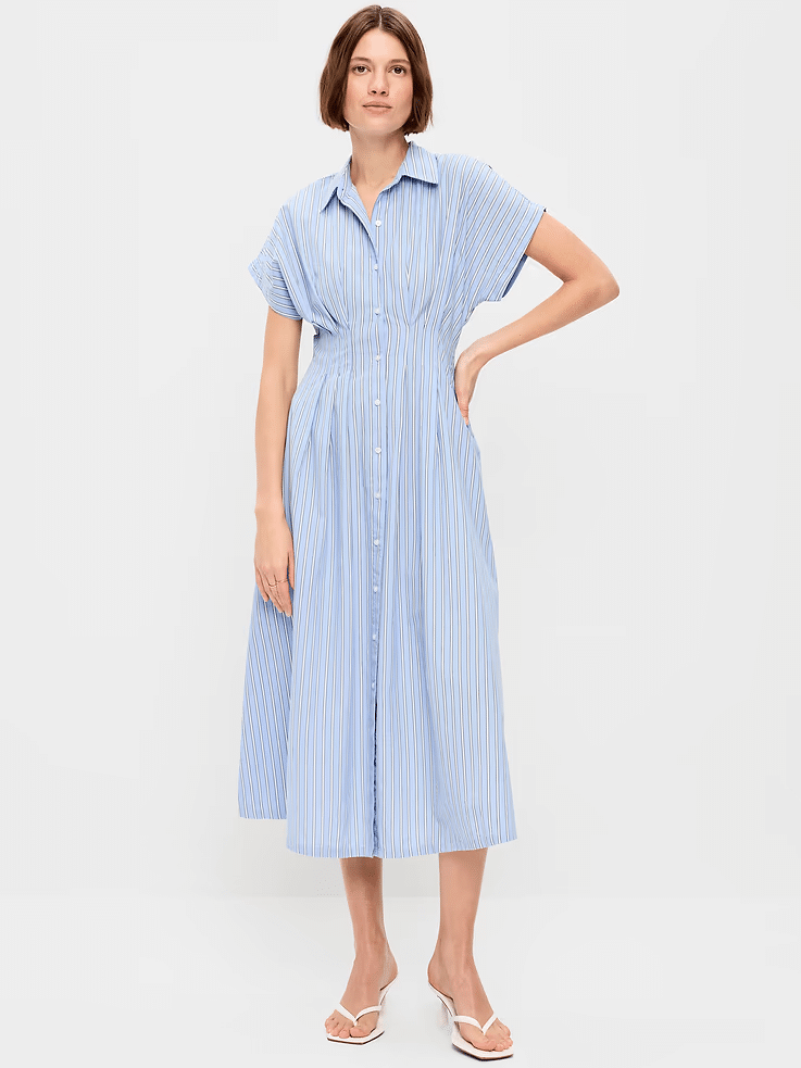 old navy pintuck waist shirt dress