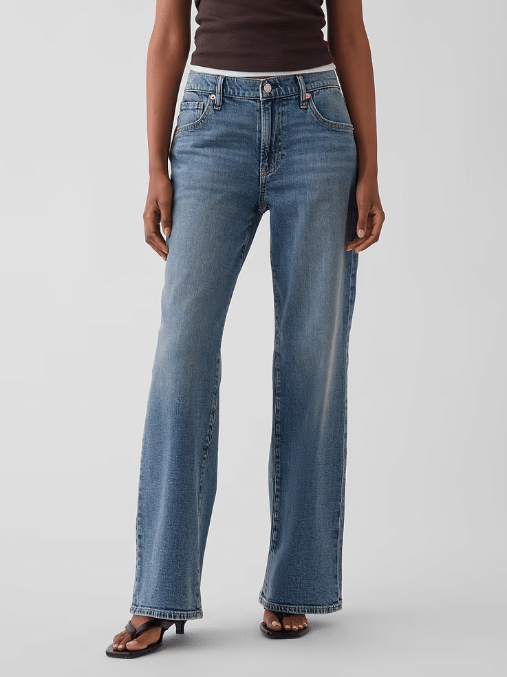 gap low rise baggy flare jeans