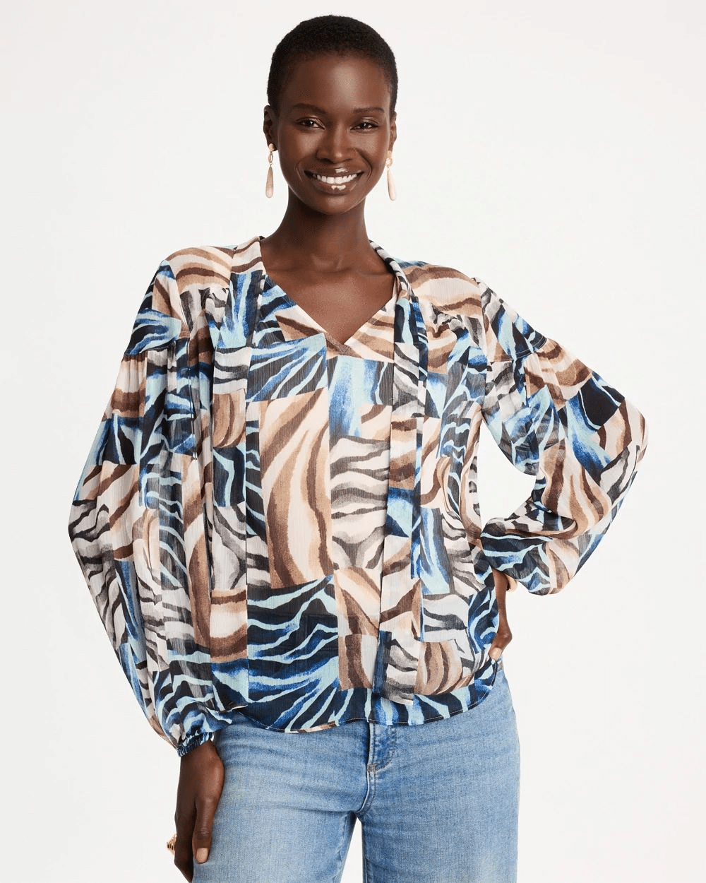 Crinkle Chiffon Tie-Front Blouse fro Chico's