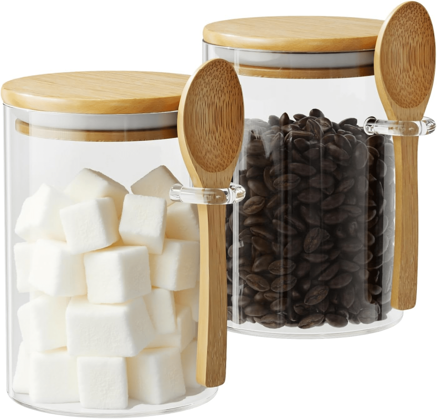 glass sugar container with spoon