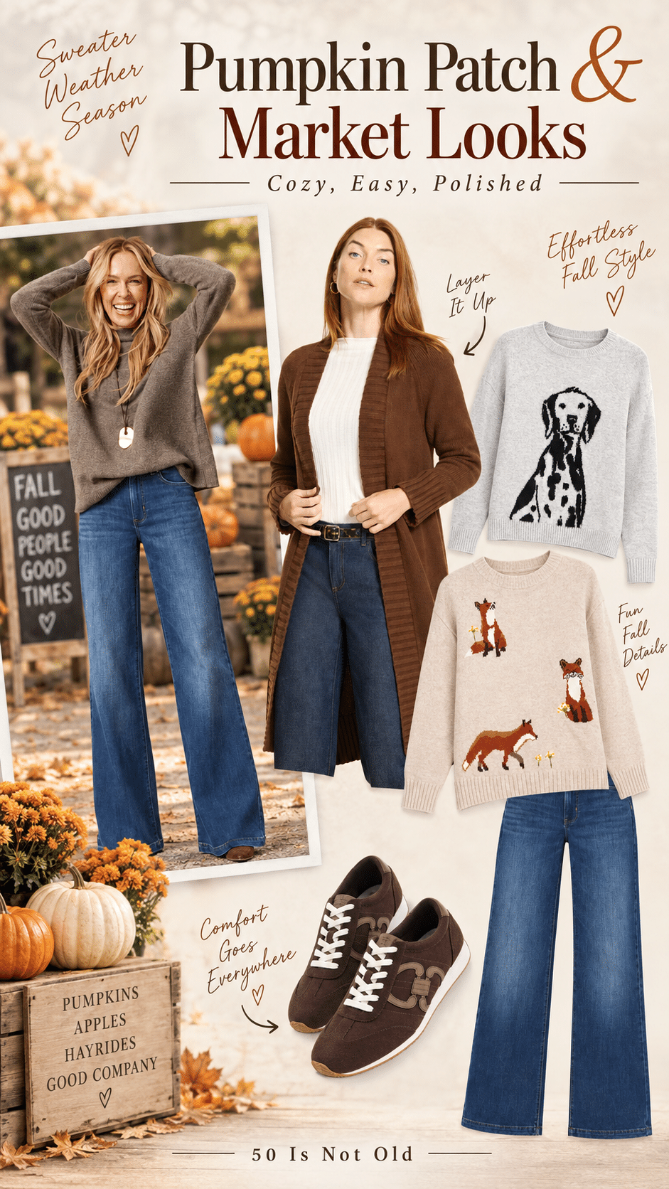 Pumpkin Patch & Market outfits using jeans, sweaters, and sneakers