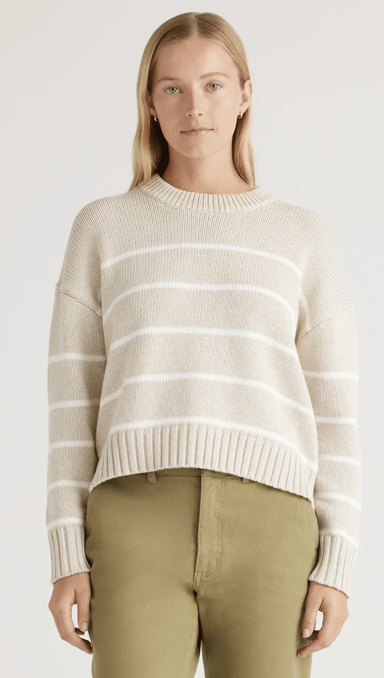 Quince 100% Organic Cotton Striped Crew Sweater