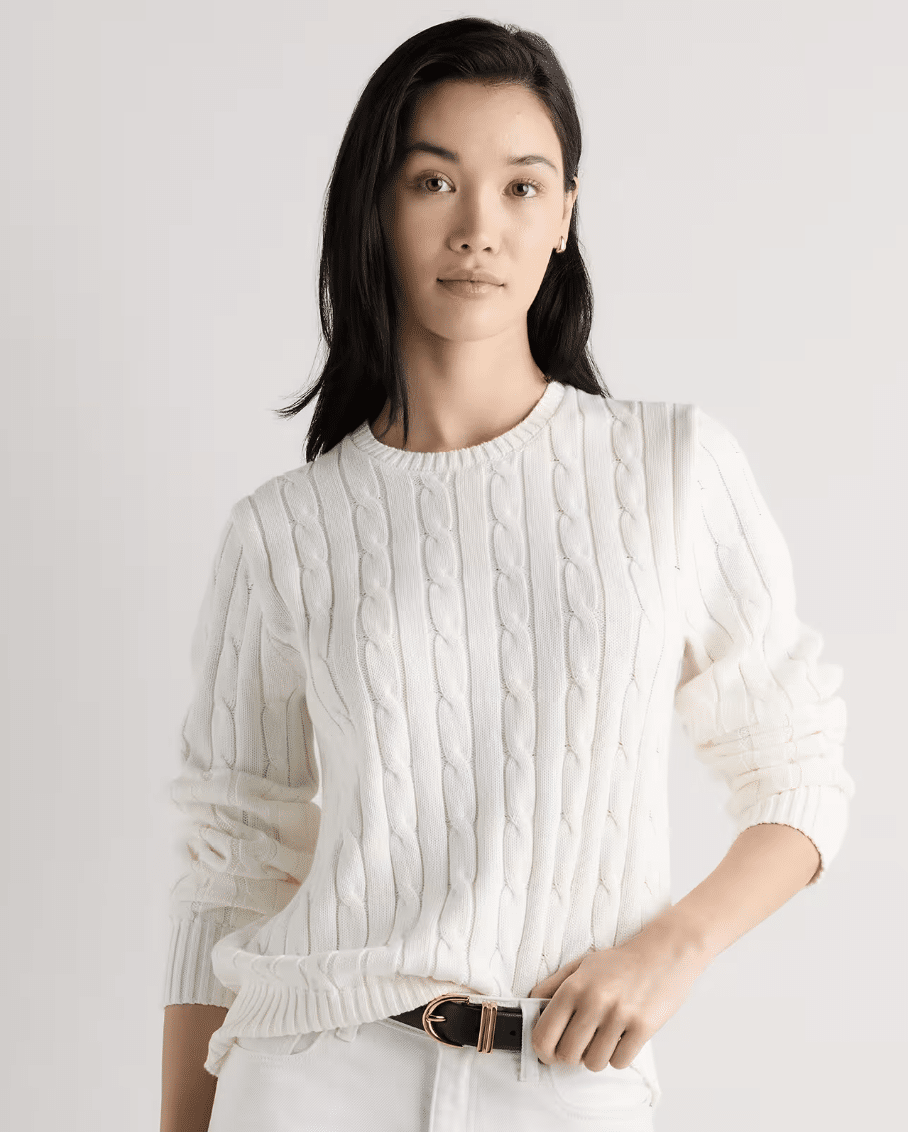 Quince 100% Organic Cotton Cable Crewneck Sweater