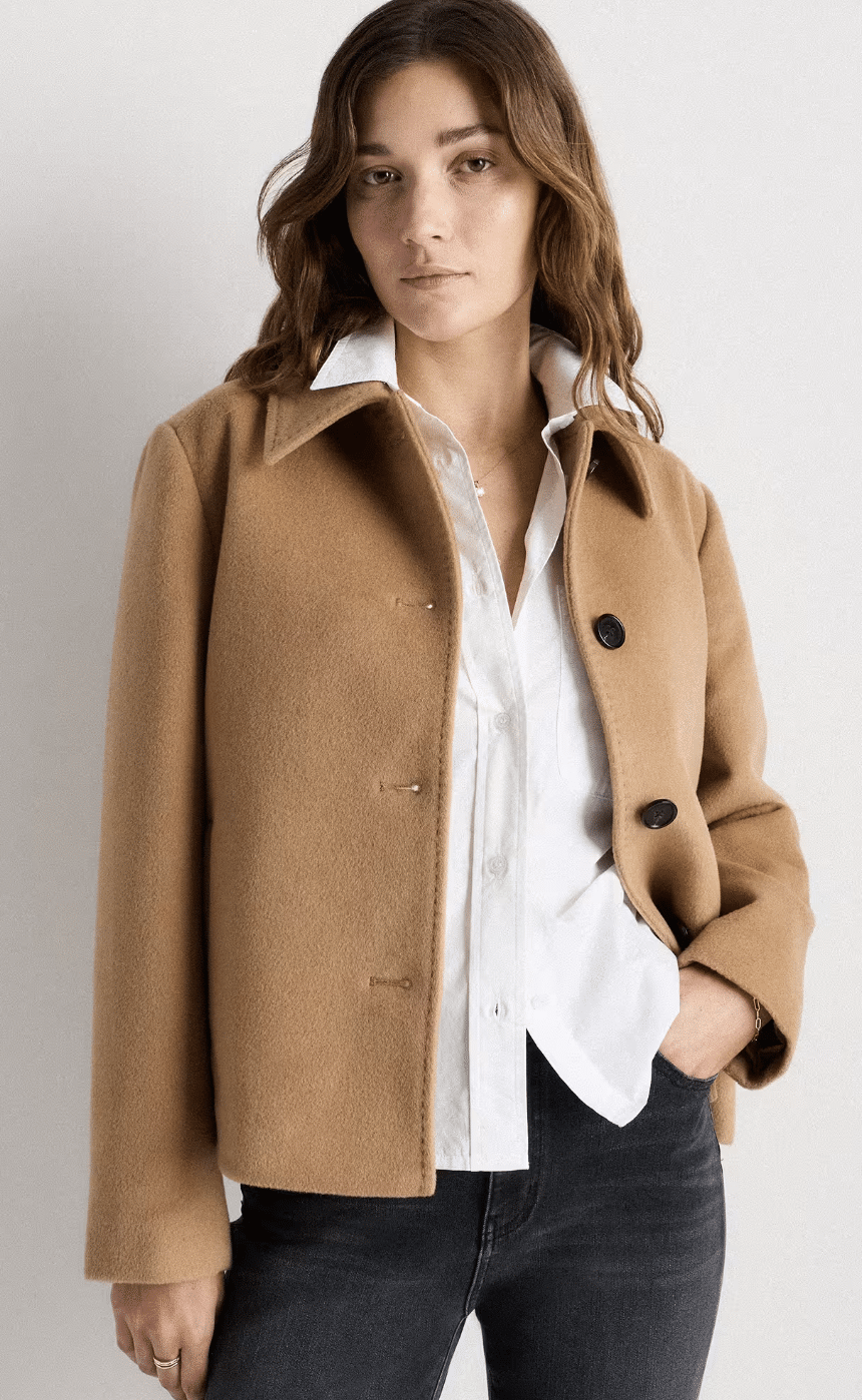 Quince Wool Cashmere Short Coat What to Wear to a Fall Festival, Pumpkin Patch, or Outdoor Market Over 50