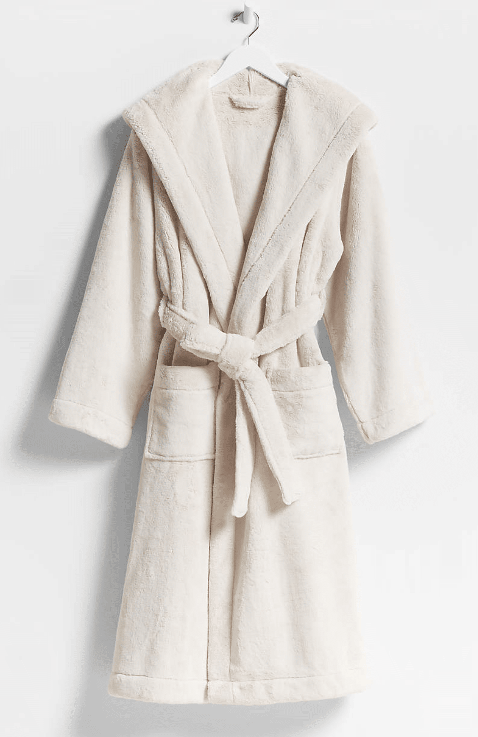 Crate & Barrel Plush Faux Fur Hooded Bath Robe