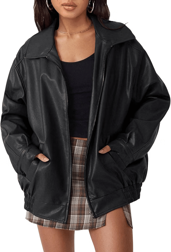 UTOMET Oversized Faux Leather Jacket