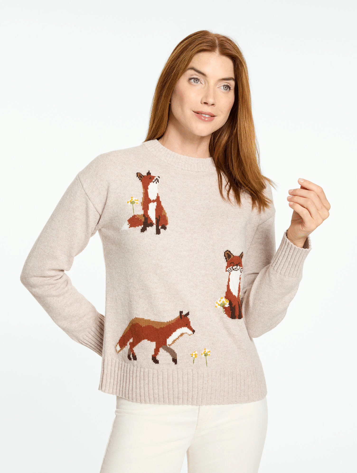 Talbots Fox Crewneck Sweater