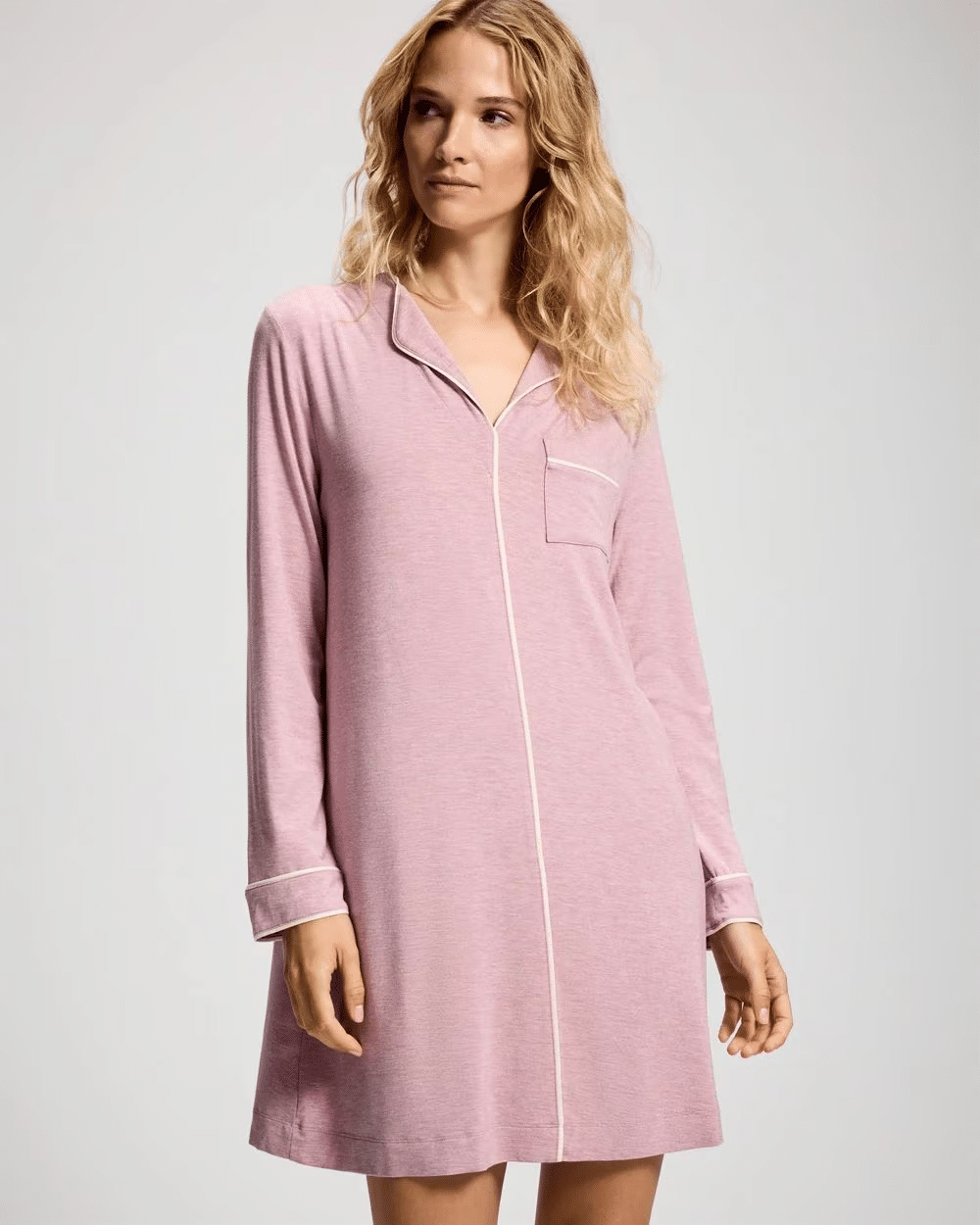 Soma Cool Nights Piped Long-Sleeve Sleepshirt