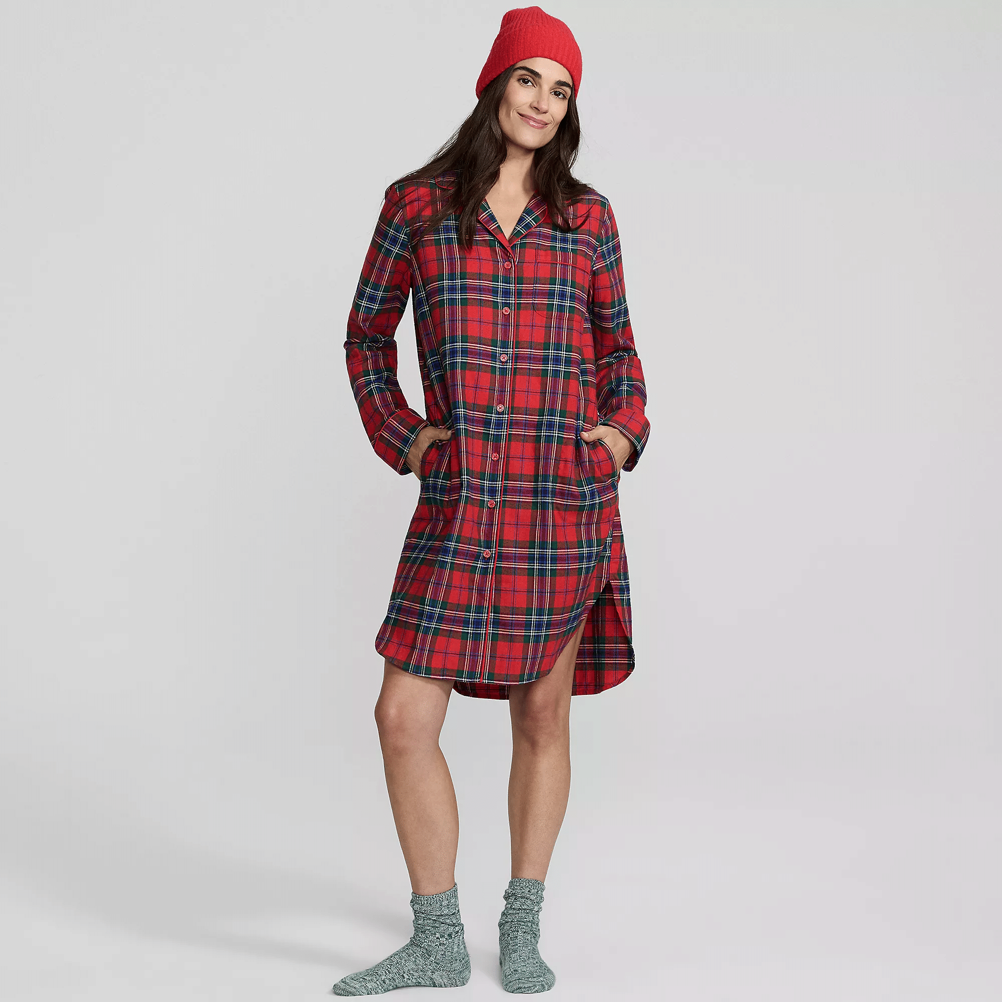 Lands’ End Flannel Long-Sleeve Sleepshirt Nightgown