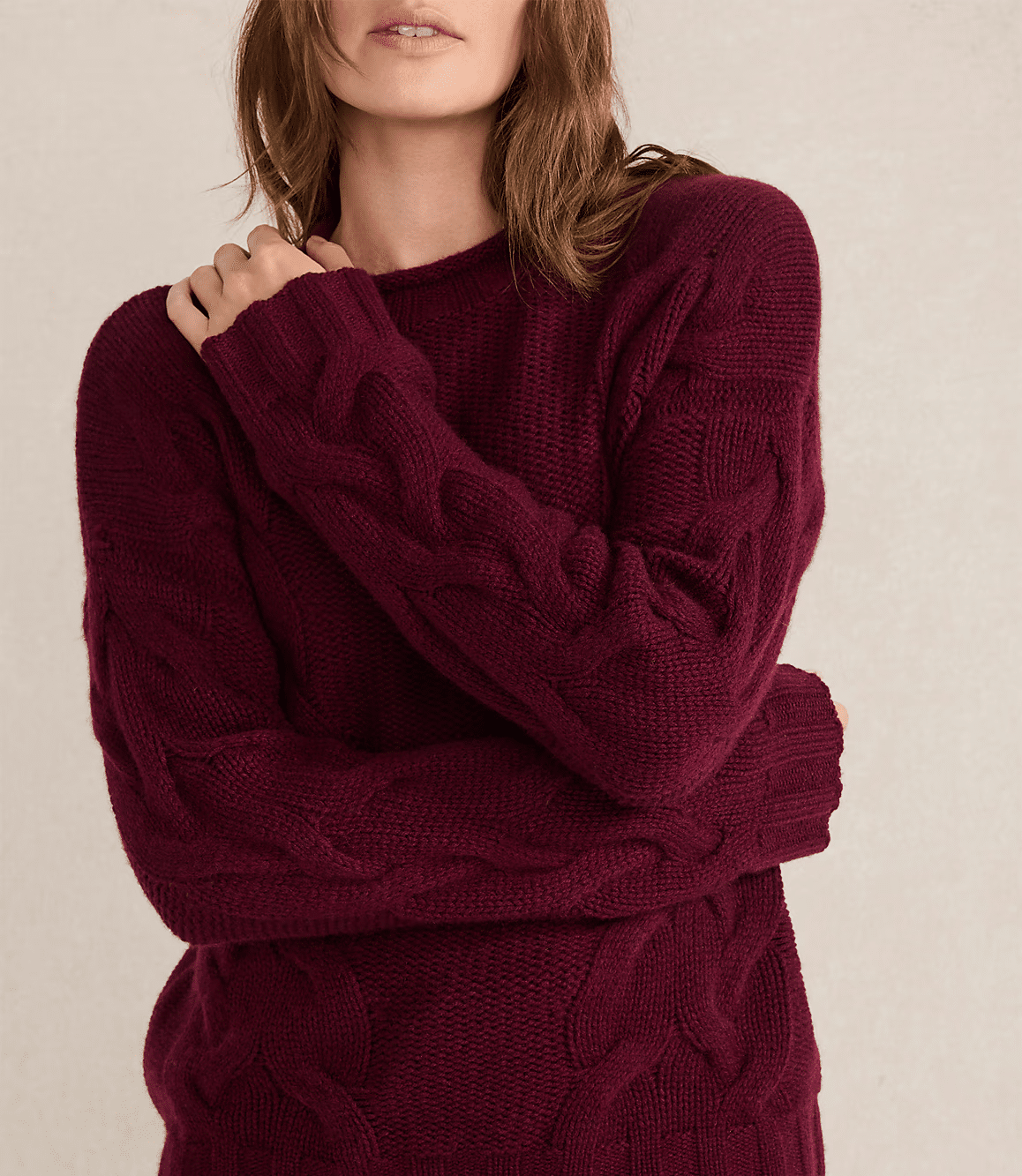 LOFT Haven Well Cashmere Cable Roll Neck Sweater